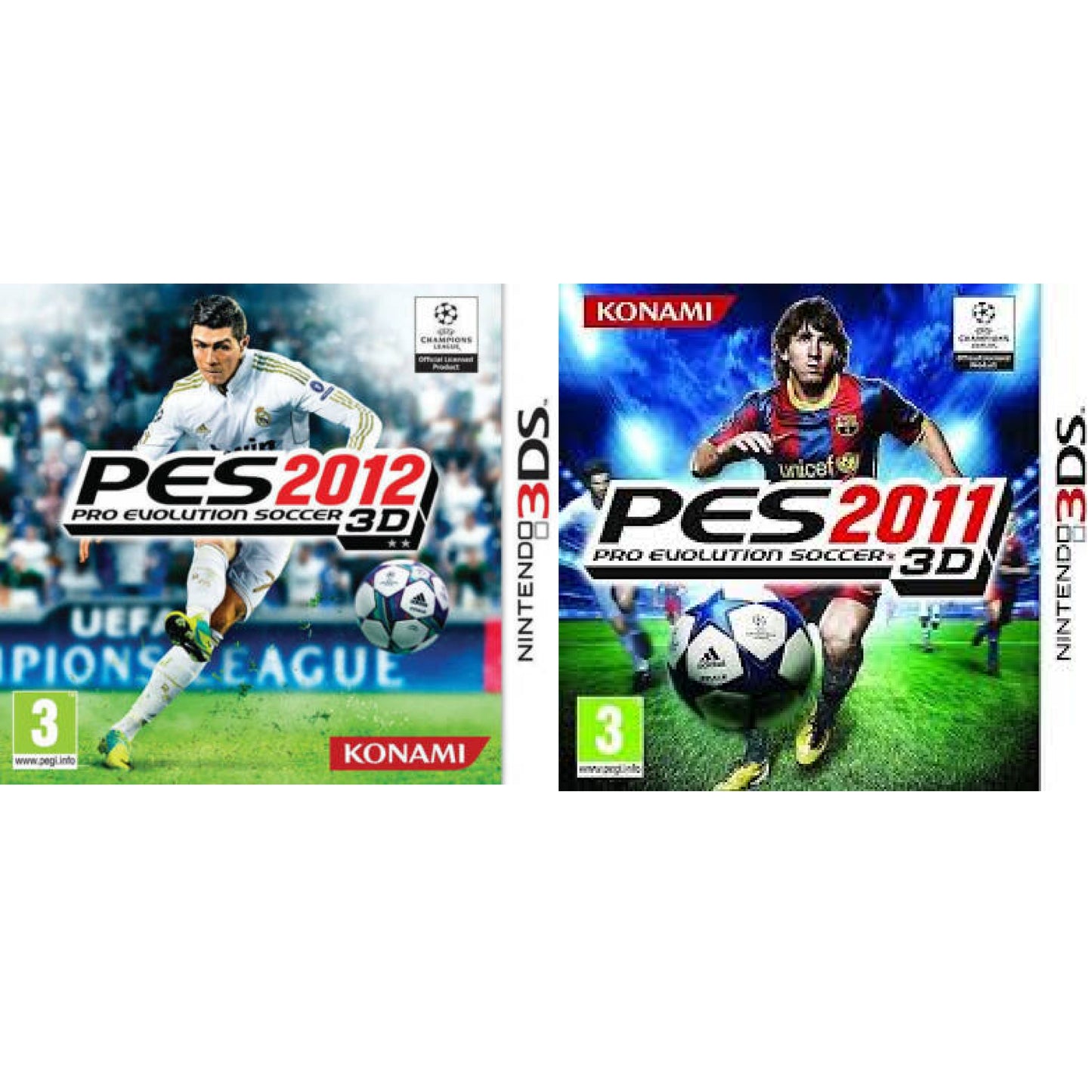 Lot 2 Pro Evolution Soccer PES 3D 2011 2012 Nintendo 3DS