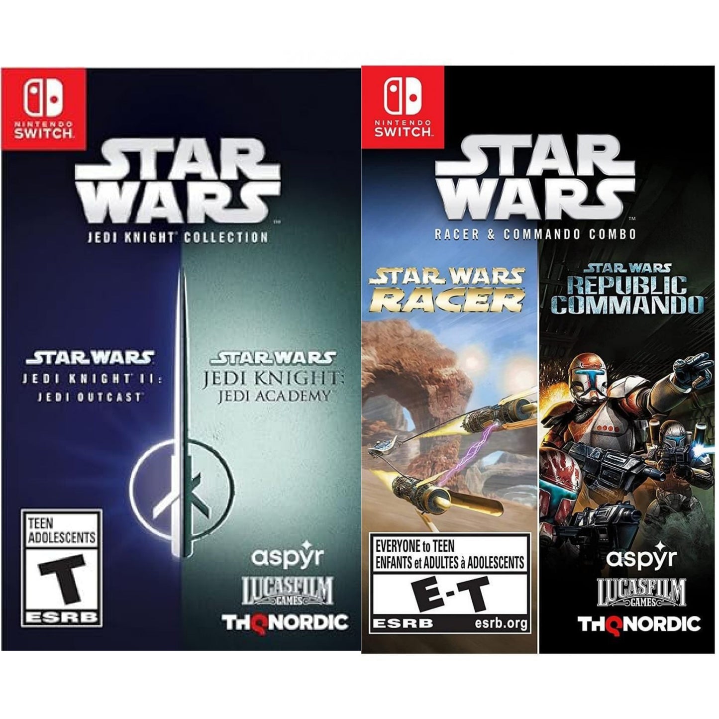 Lot 2 Star Wars Jedi Knight Racer and Commando Combo Nintendo Switch
